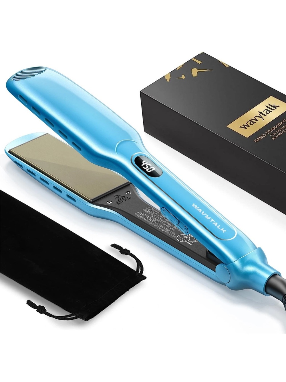 Wavytalk Hair Straightener, 1.7 Inch Wide Vent Sesh Wet to Dry Flat Iron new